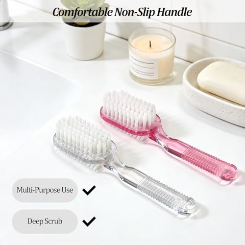 Dual-Sided Nail Cleaning Brush Set with Ergonomic Grip (2 Pack)