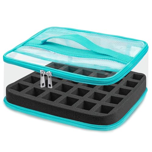 SUBAY Clear Nail Polish Organizer Case - 30 Bottle Travel Bag, Mint Green