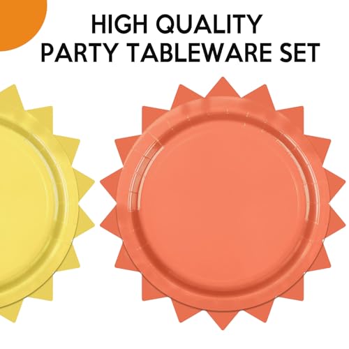 48 Pcs Boho Sun Disposable Paper Plates for Birthday Parties