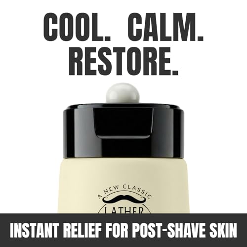 Lather & Wood Sandalwood After-Shave Balm for Sensitive Skin, Soothes Razor Burn & Moisturizes Face