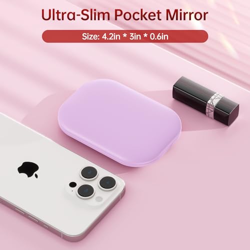 Benbilry Purple Lighted Compact Travel Mirror 1X/3X Slim Rechargeable