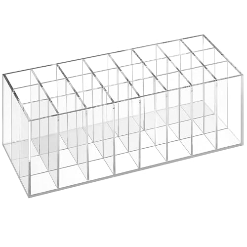 24-Slot Acrylic Lipstick Organizer with Multi-Compartment Display Rack