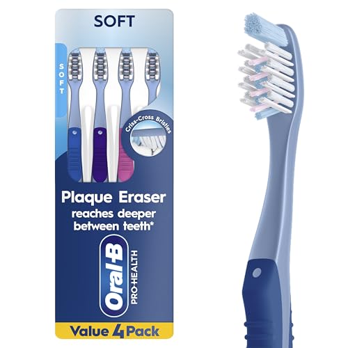 Oral-B Pro-Health Plaque Eraser Manual Toothbrush, Soft Bristles, 4 Count