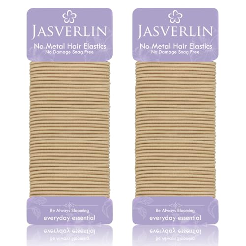 JASVERLIN Light Blonde 2mm Hair Ties - 80 Pack Stretchy Elastics
