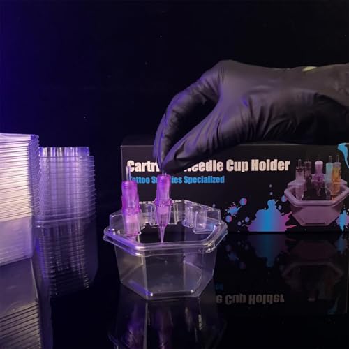 40PCS Disposable Tattoo Cartridge Needle Holder & Ink Rinse Cup Tray
