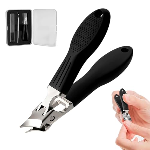 YAWOTA 3-Piece Wide Jaw Anti-Splash Nail Clipper Set for Thick Nails