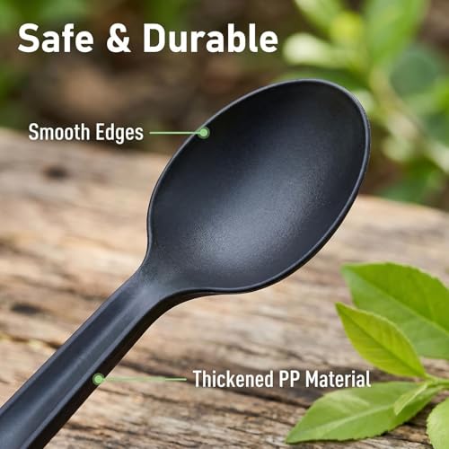 Heavy Duty Recyclable Spoons - 100 Pack, Individually Wrapped Utensils for Parties & Catering