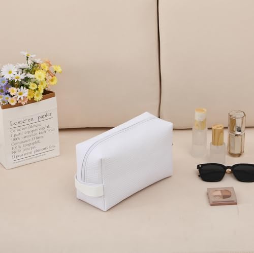 DYSHAYEN Small Waffle Makeup Bag - Travel Cosmetic Organizer