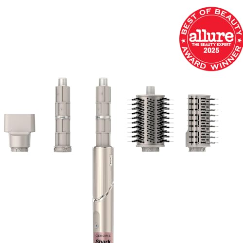 Shark FlexStyle | Air Multi-Styler & Drying System | Hair Dryer Brush for Blowouts with Coanda Auto- Wrap Curlers, Oval & Paddle Brush & Concentrator Attachment | Stone | HD430