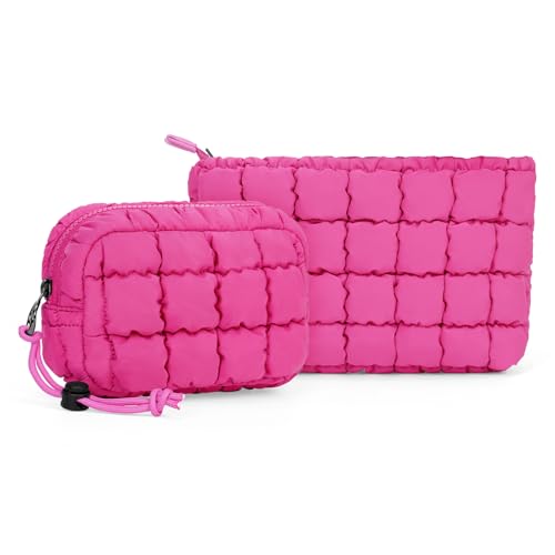 Rose Quilted Makeup Bag & Zip Card Pouch - Stylish Travel Organizer