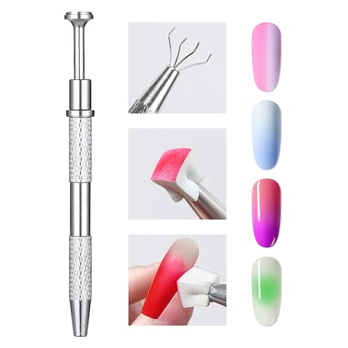 100 Pcs Nail Sponges Set for Ombre Gel with Grabbing Pen & Storage Box