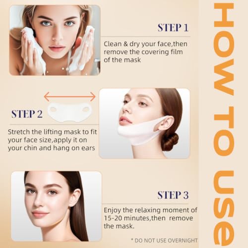 ATTHEWESTA 5-Pack V Line Face Lifting Mask for Double Chin & Jawline - Hydrating & Rejuvenating