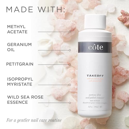 Cote Beauty Non-Acetone Nail Polish Remover, Wild Sea Rose, 4 Fl Oz
