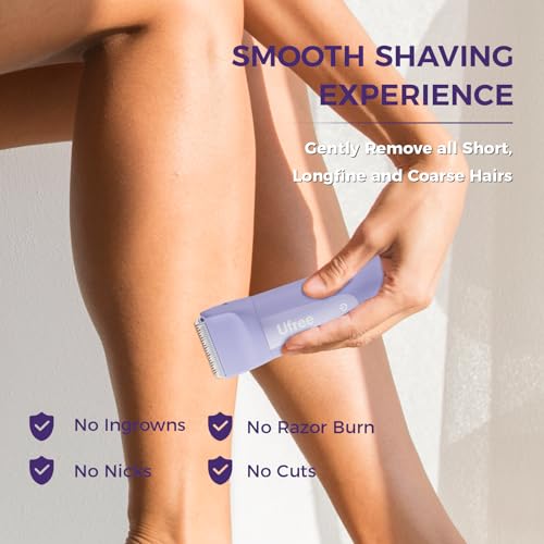 Ufree 3-in-1 Women's Electric Razor with Ceramic Blades, IPX7 Waterproof Bikini Trimmer for Women, Pubic Hair Trimmer, Cordless Rechargeable Shaver for Legs, Armpit, Valentine's Gifts for Women
