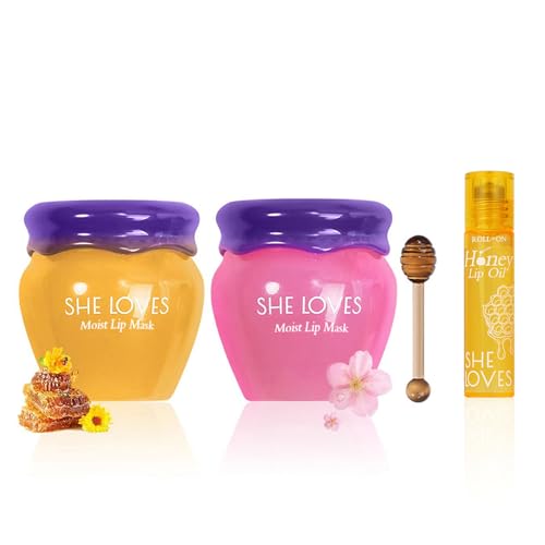 SHE LOVES Lip Mask 10g - Honey & Sakura Night & Day Repair, Reduces Lip Lines