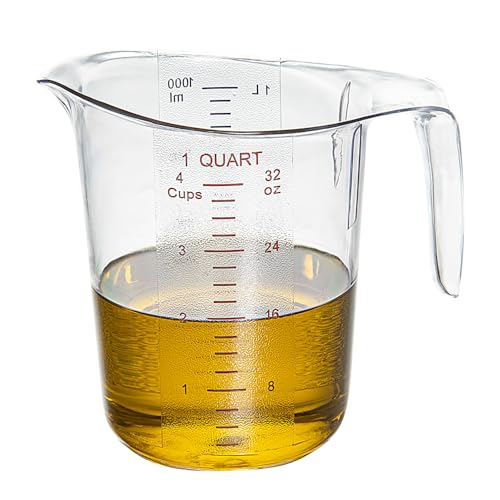 1 Quart Clear Plastic Measuring Cup with Handle - Durable & Accurate