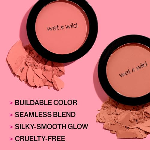 Wet n Wild Color Icon Blush 2-Pack Pearlescent Pink - Natural Matte Finish, Infused with Jojoba Oil