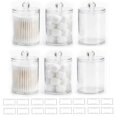Acrylic Qtip Holder Dispenser Set - Clear Bathroom Storage Canisters
