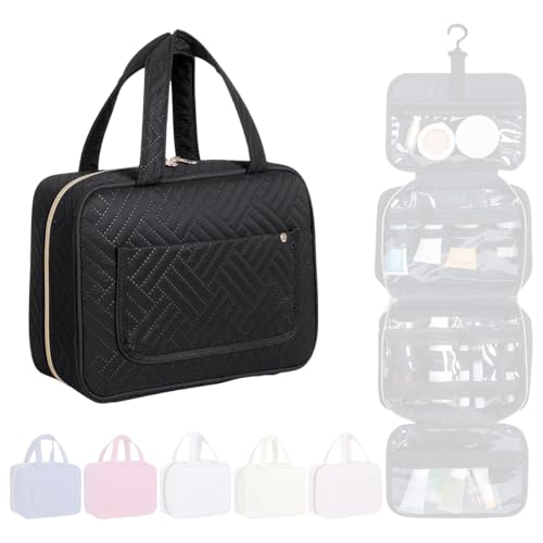 LANDFOBO Black Hanging Toiletry Bag for Travel - 4 Compartments