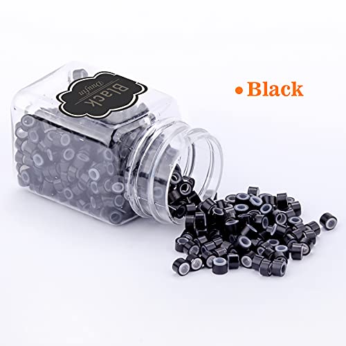 Duufin Hair Extensions Beads - 2500 Pcs Mix Color 5mm Silicone Lined I Tip Weft