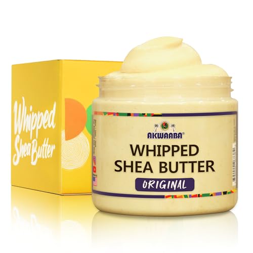 AKWAABA Whipped Shea Butter – Fragrance-Free Moisturizer for Skin & Hair, 12 oz
