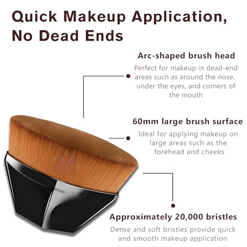 Jaasuee Hexagon Flat Top Kabuki Foundation Brush with Case - Flawless Liquid & Powder Makeup Tool