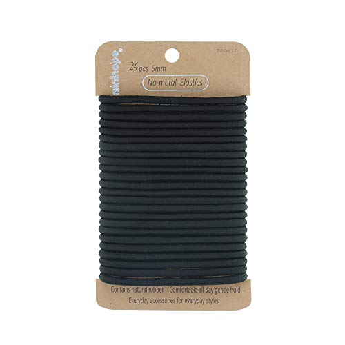 Large No-Metal Elastic Hair Ties for Thick Hair - 24 Count