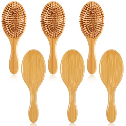 Wanmu 6-Piece Bamboo Paddle Hair Brush Set - Anti-Static Detangling Brushes