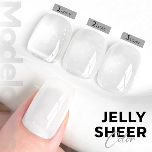 Modelones Milky White Gel Nail Polish - 15ml Translucent Jelly