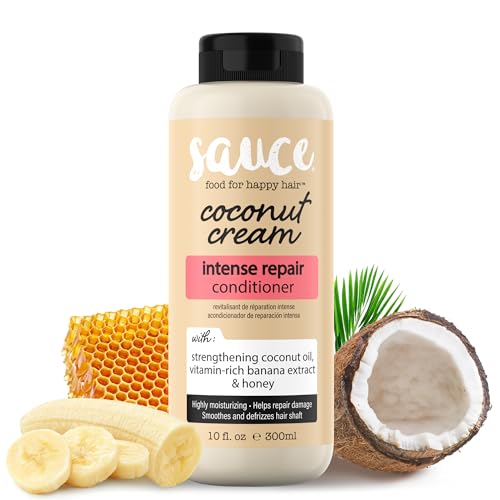SAUCE Intense Repair Coconut Cream Conditioner, 10 Fl Oz - Frizz Control & Nourishing for Dry, Curly Hair