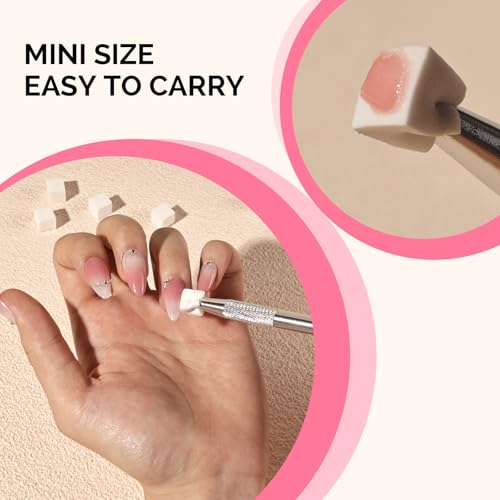 MelodySusie 100Pcs Nail Sponges with Grabbing Pen for Ombre Art