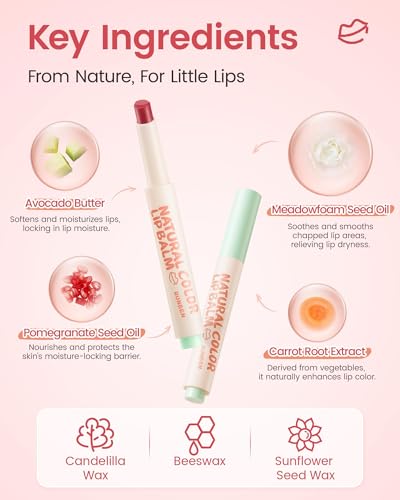RUNBEN Kids Tinted Lip Balm - Juicy Pomegranate Lipstick