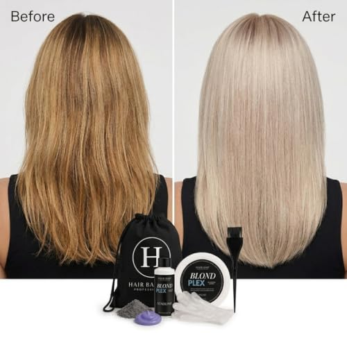 Hair Bar NYC Blond Plex 10X Lightener + 30 Volume Violet Developer Kit ? Dust-Free Charcoal Bleach Powder (50g / 1.76 oz) + Anti-Brass Developer (120 ml / 4.06 fl oz) ? Bond-Building Formula