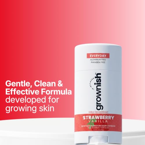 grownish Strawberry Vanilla Deodorant for Girls, Aluminum-Free & Natural