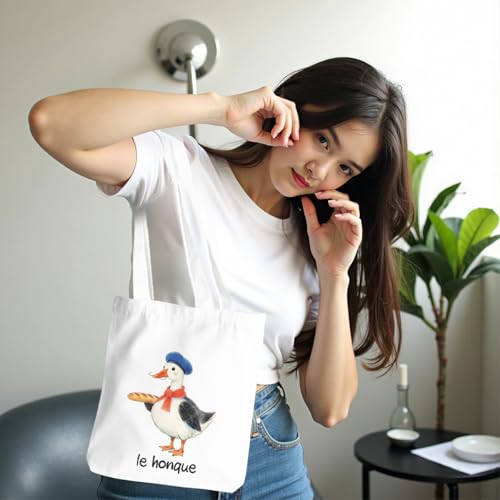 Funny Animal Canvas Tote Bag - Large Capacity Reusable Grocery Bag
