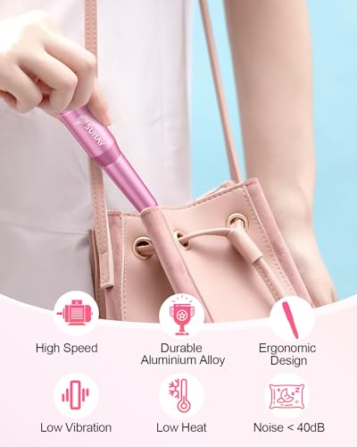 SUBAY Light Pink Electric Nail Drill 20000RPM Portable Nail File for Acrylic & Gel Nails