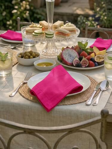 Palisa Hot Pink Cotton Cloth Napkins - Set of 4, 18x18 Inch
