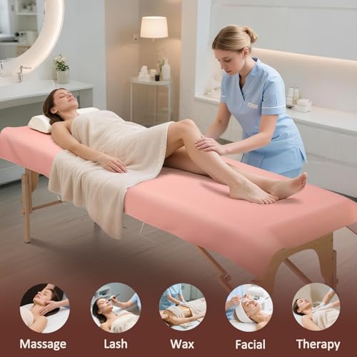 LUKYHONIE Reusable PU Leather Massage Table Cover - 35 Inch Beige