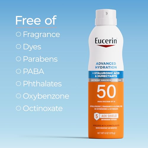 Eucerin Advanced Hydration SPF 50 Sunscreen Spray - 6 oz, Fragrance-Free, Hydrating & Water-Resistant