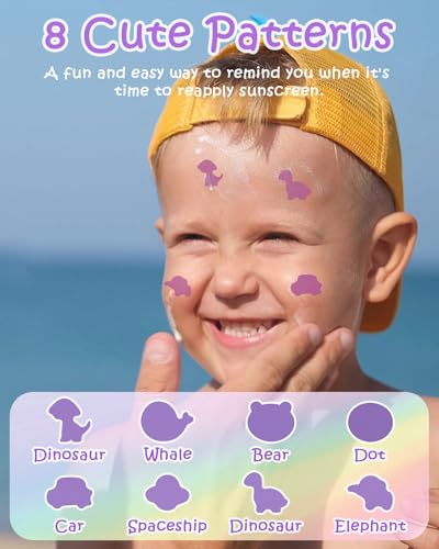UV Detection Stickers for Sunscreen - 80 Count Color-Changing Reminder