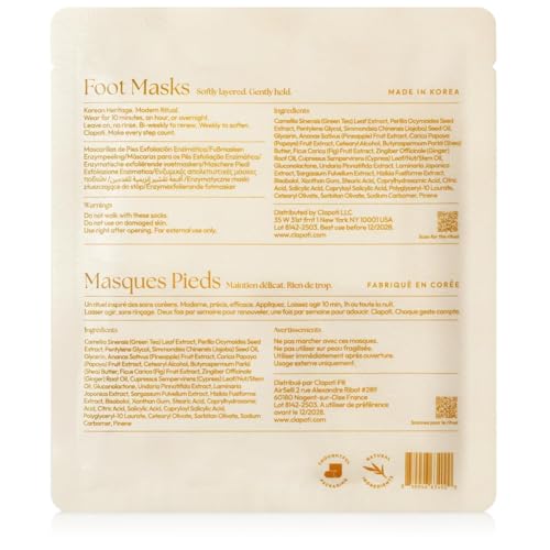 Clapoti Enzyme Exfoliating Foot Masks - 0.95 Fl Oz Pack for Smooth Feet