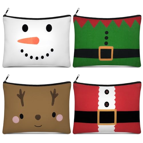 Reginary Christmas Makeup Bags - 4 Pcs Zippered Cosmetic Pouches