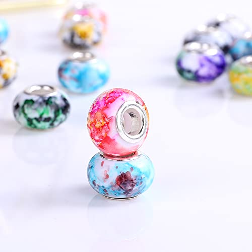 100 Mixed Color 14mm European Large Hole Spacer Beads for Jewelry Making