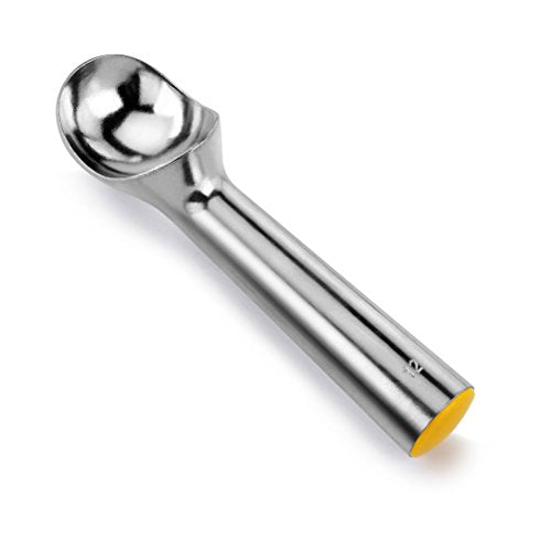 Commercial Ice Cream Scoop - Size 12, 3 oz Aluminum with Yellow Handle