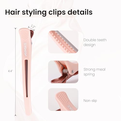 AIMIKE No Crease Duck Bill Hair Clips - 4 Pack for Sectioning & Styling