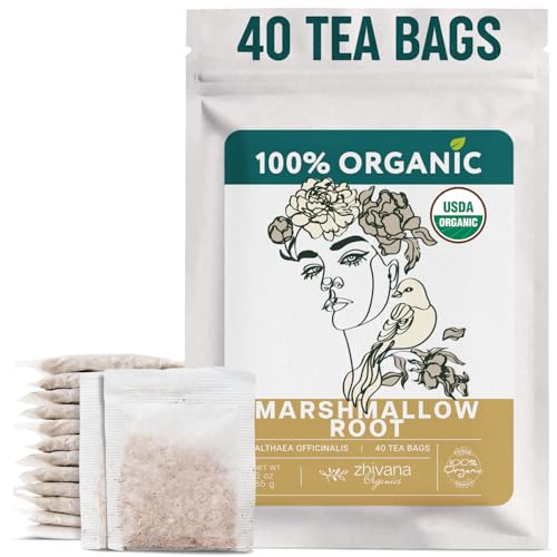 Organic Marshmallow Root Tea (40 Tea Bags) for Throat & Digestive Comfort