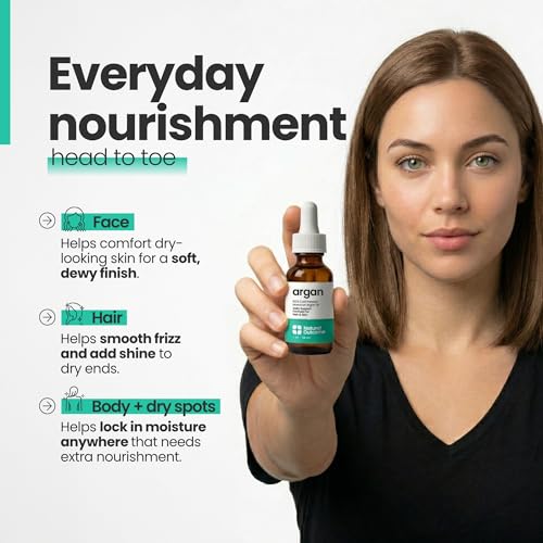 Natural Outcome 100% Pure Moroccan Argan Oil for Face, Body, and Hair, 1 oz