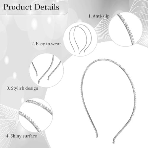 Silver Rhinestone Headbands for Women - Elegant Hair Accessories