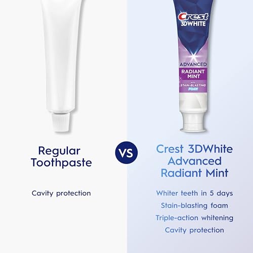 Crest 3D White Advanced Toothpaste, Radiant Mint, 3.3 oz (Pack of 2),