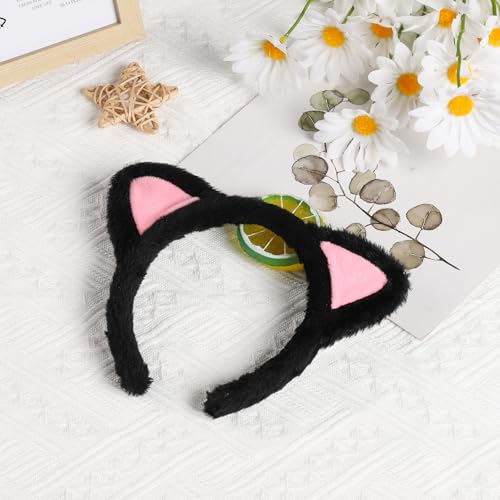 Etercycle Black Fuzzy Cat Ear Headband for Halloween & Costume Parties - 1 Pack